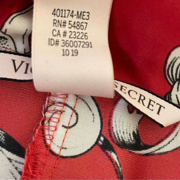 Victoria’s Secret Satin One Piece Romper Pajama Set Red Black White Size XS - Picture 14 of 16